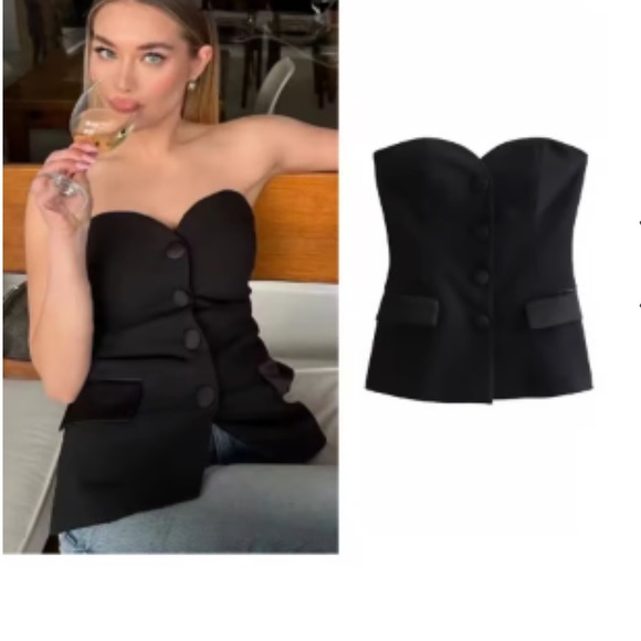 Zara Dresses & Skirts - Zara Black Strapless Tailored Bustier